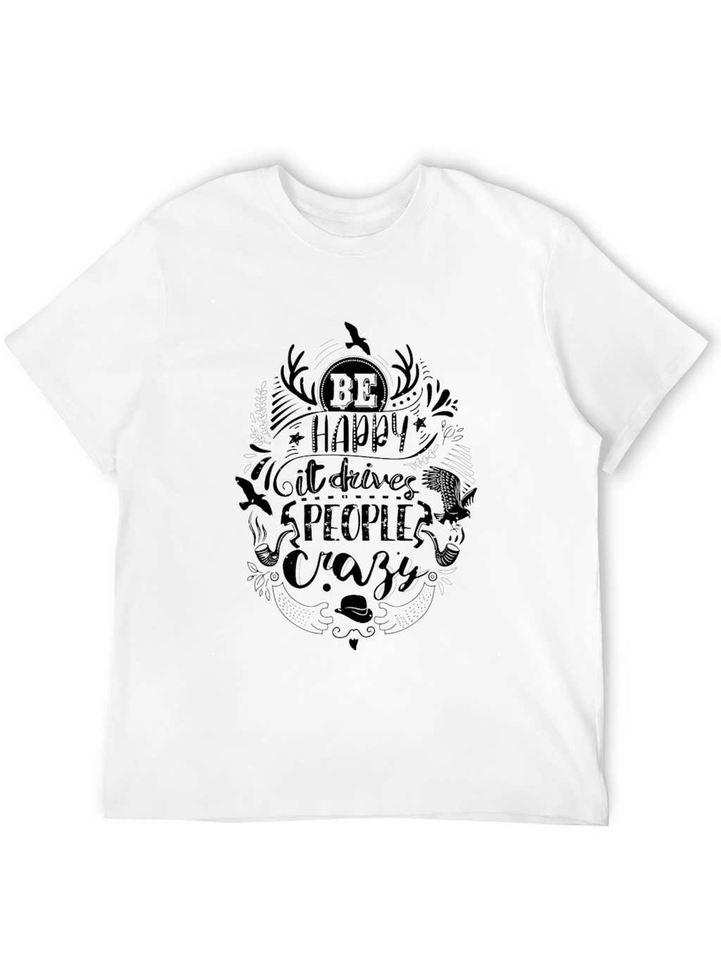 Be Happy Graphic Black T-Shirt