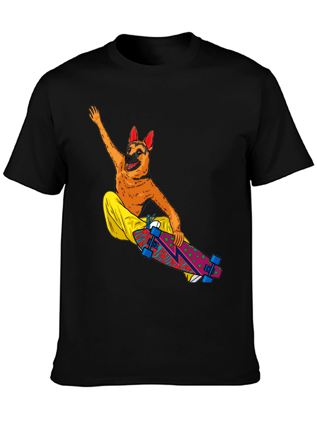 Dog Riding Skateboard Graphic T-Shirt