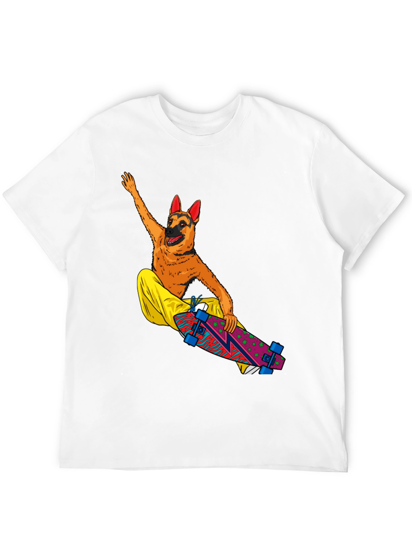 Dog Riding Skateboard Graphic T-Shirt