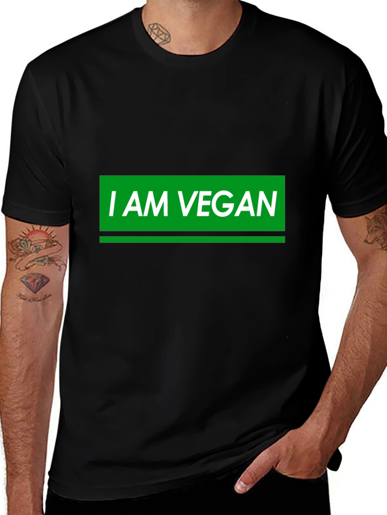 I AM VEGAN Graphic T-Shirt - Black