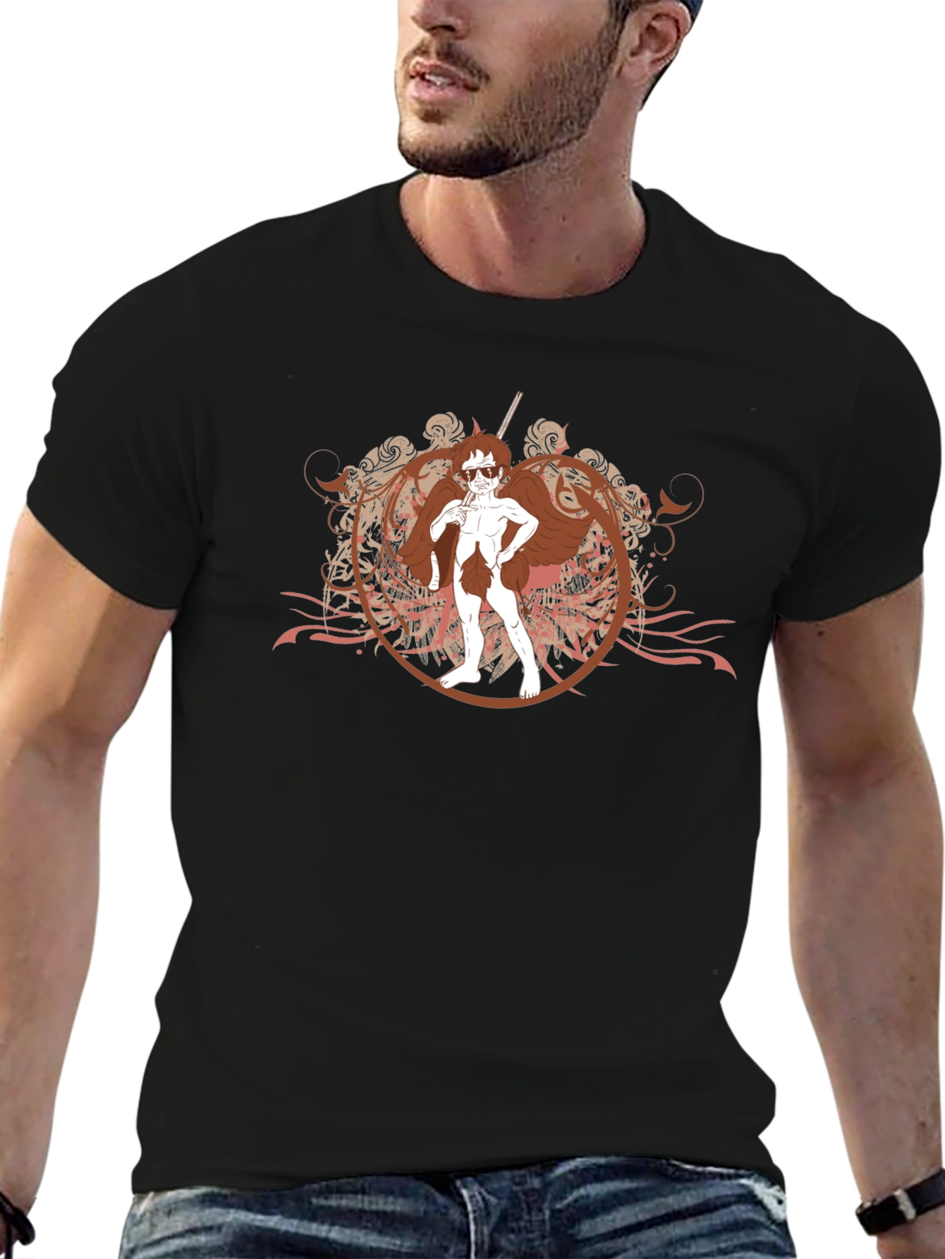 Cool Angel Graphic Black T-Shirt