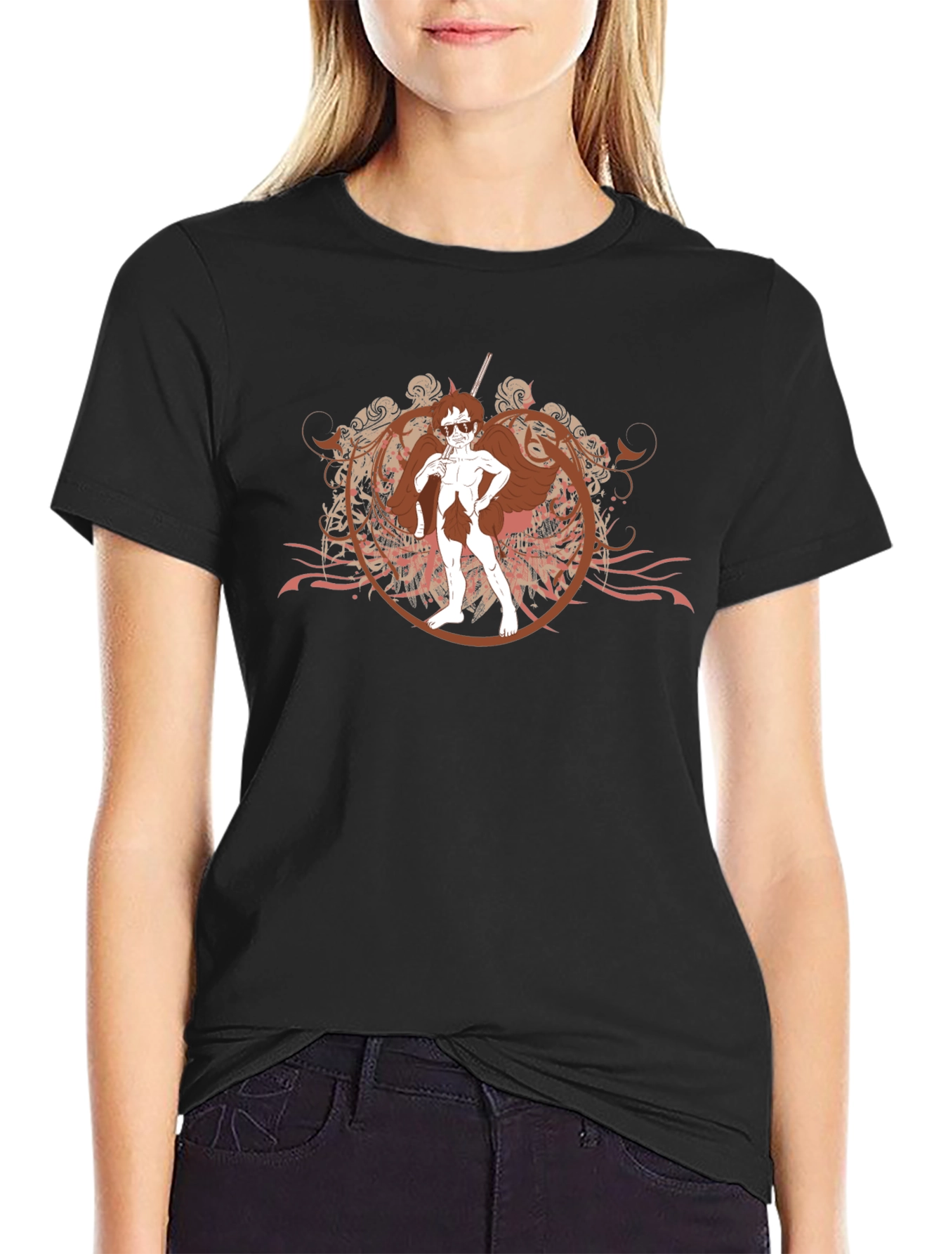 Cool Angel Graphic Black T-Shirt