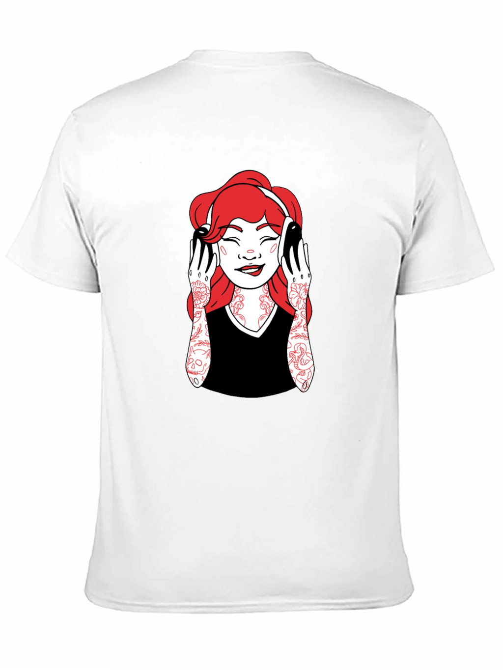 Graphic Tee - Woman with Headphones - Black