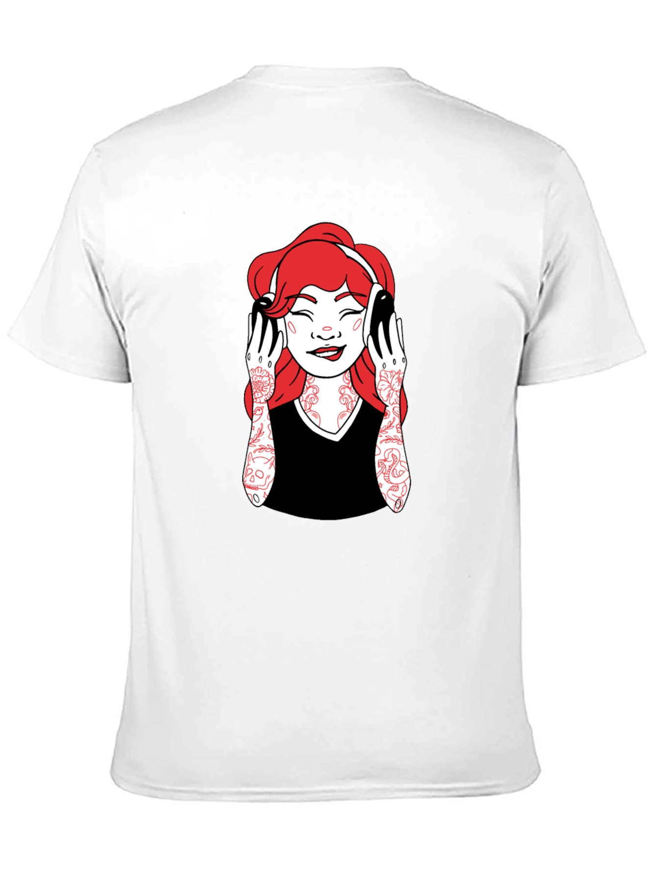 Graphic Tee - Woman with Headphones - Black