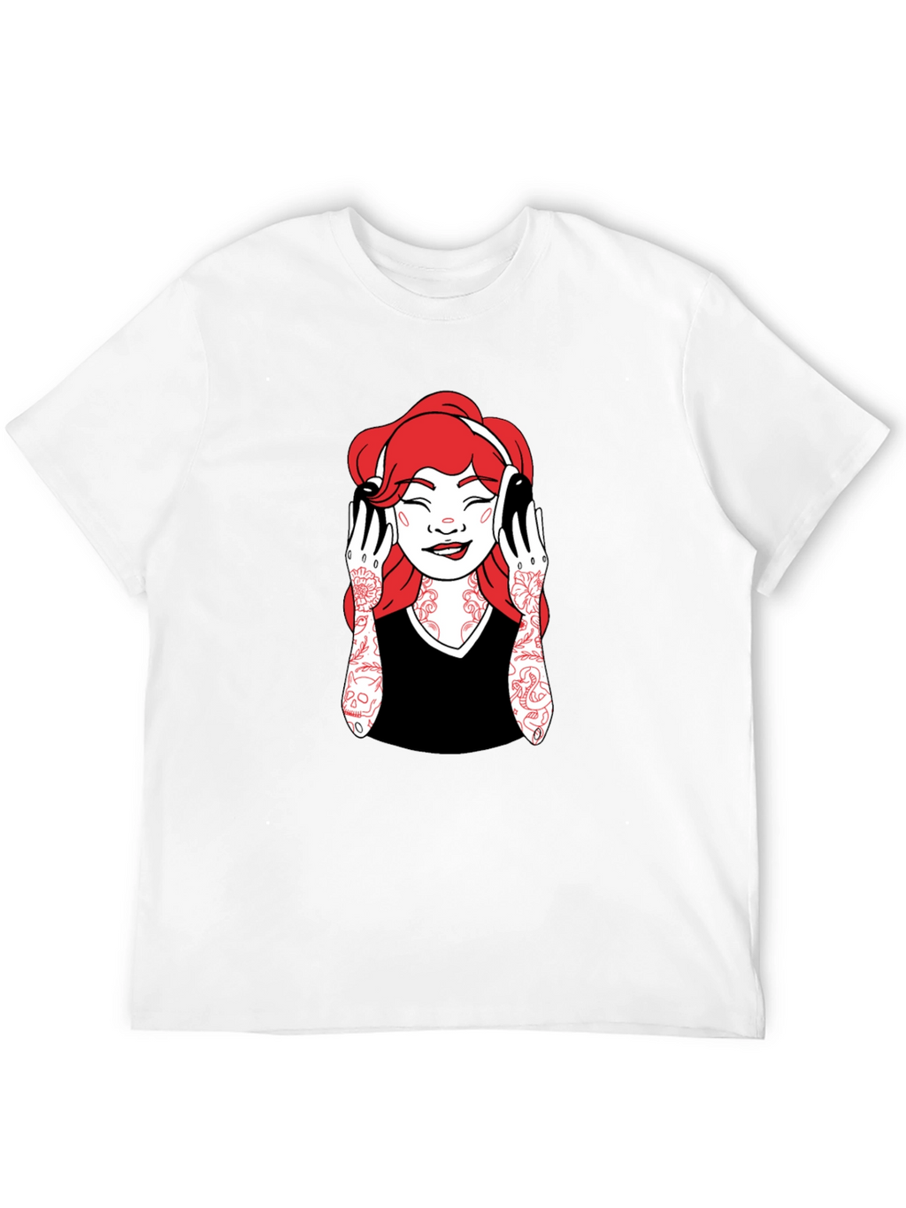 Graphic Tee - Woman with Headphones - Black