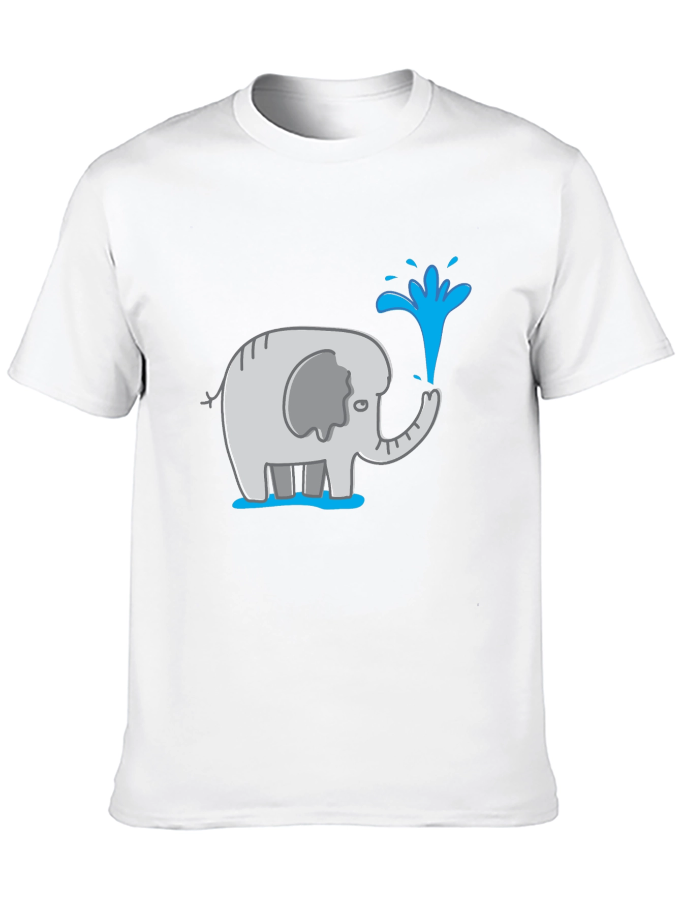 Elephant Spraying Water Black Graphic T-Shirt