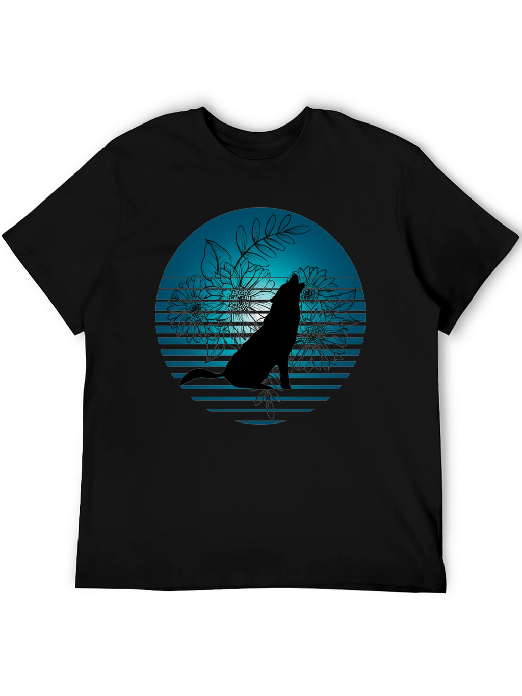 Wolf Silhouette Graphic Tee - Stylish Black T-Shirt