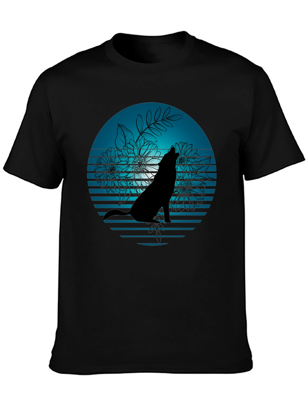 Wolf Silhouette Graphic Tee - Stylish Black T-Shirt
