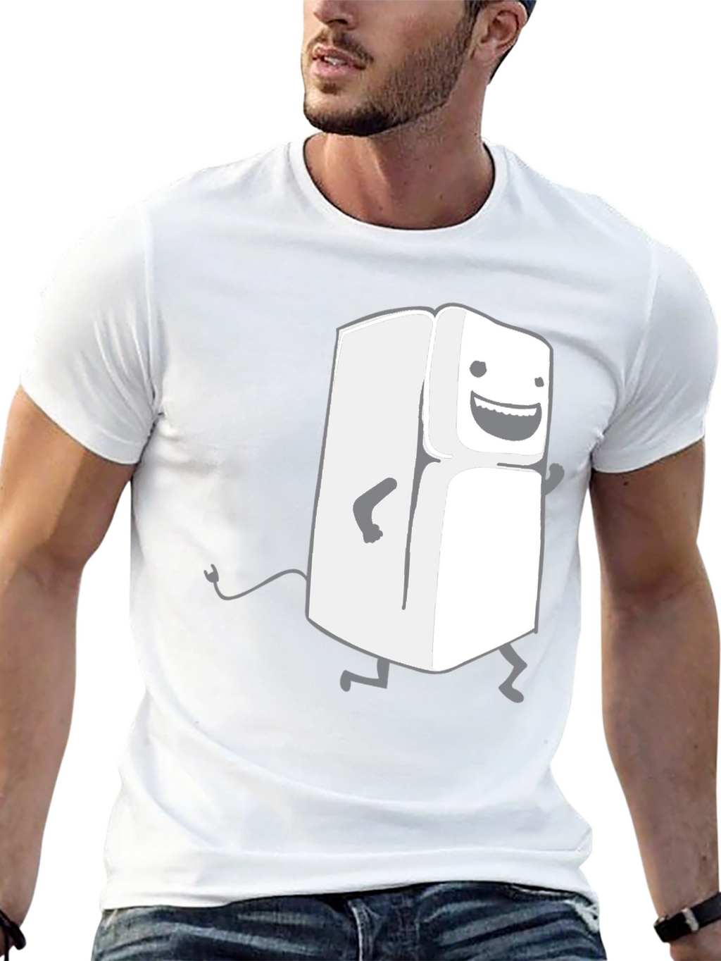 Funny Walking Fridge T-Shirt - Black Cotton Tee
