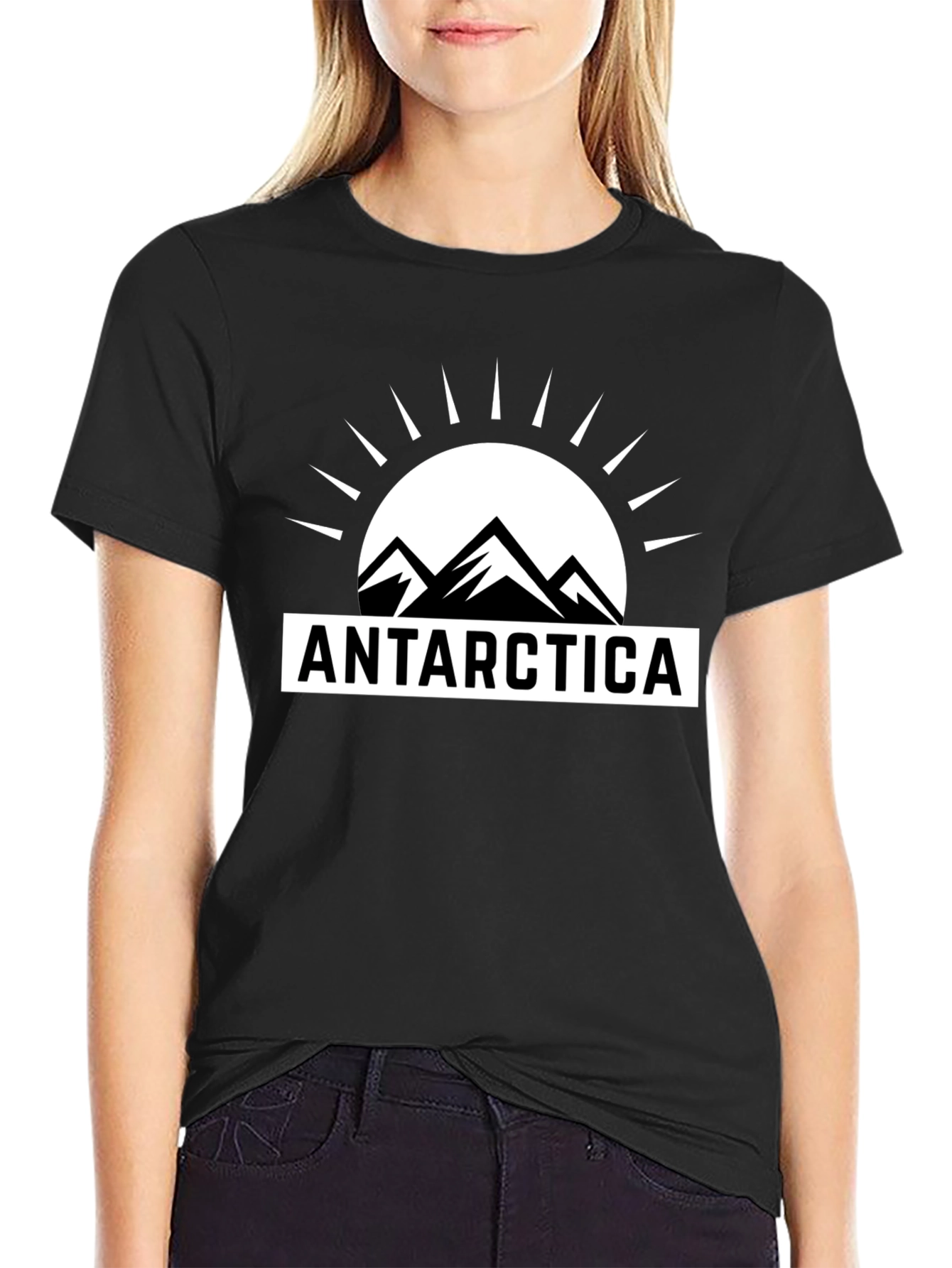 Antarctica Graphic Tee - Black Crew Neck T-Shirt