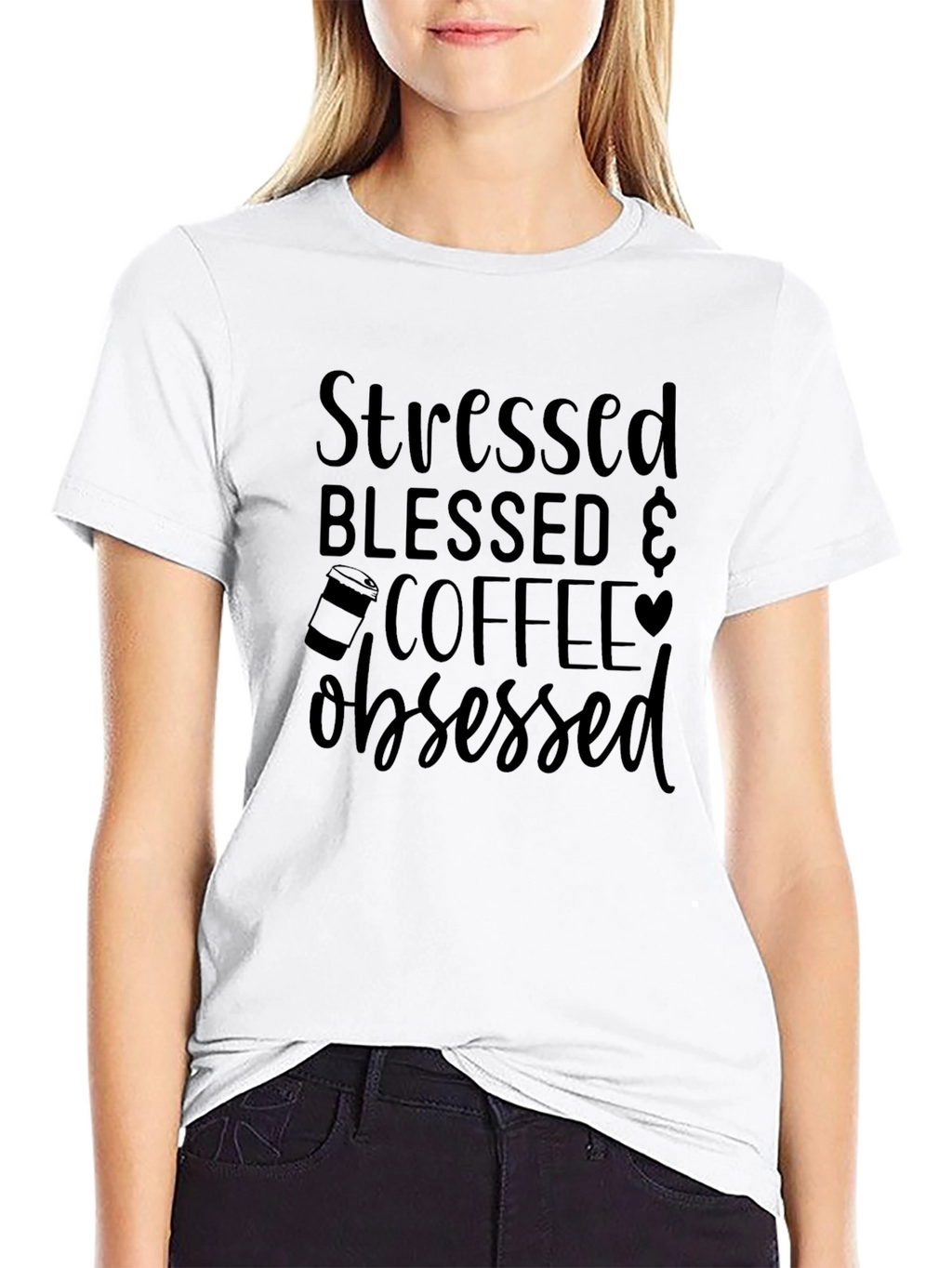 Stressed Blessed Coffee Obsessed Graphic Tee