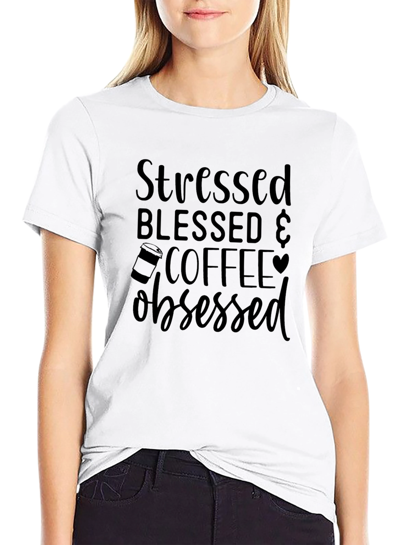 Stressed Blessed Coffee Obsessed Graphic Tee