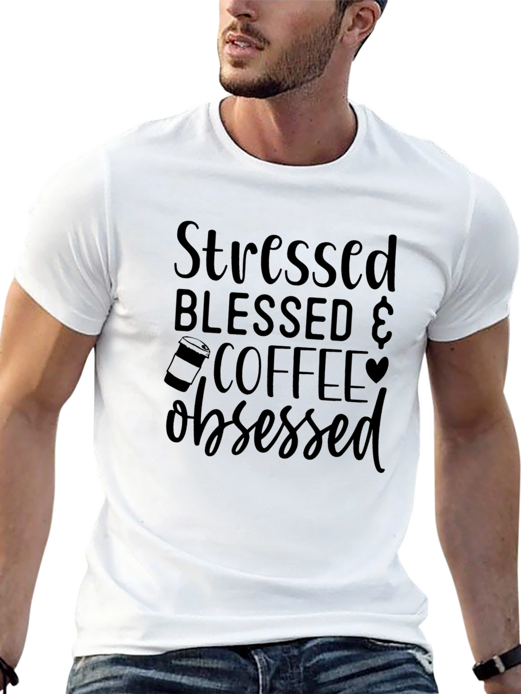 Stressed Blessed Coffee Obsessed Graphic Tee