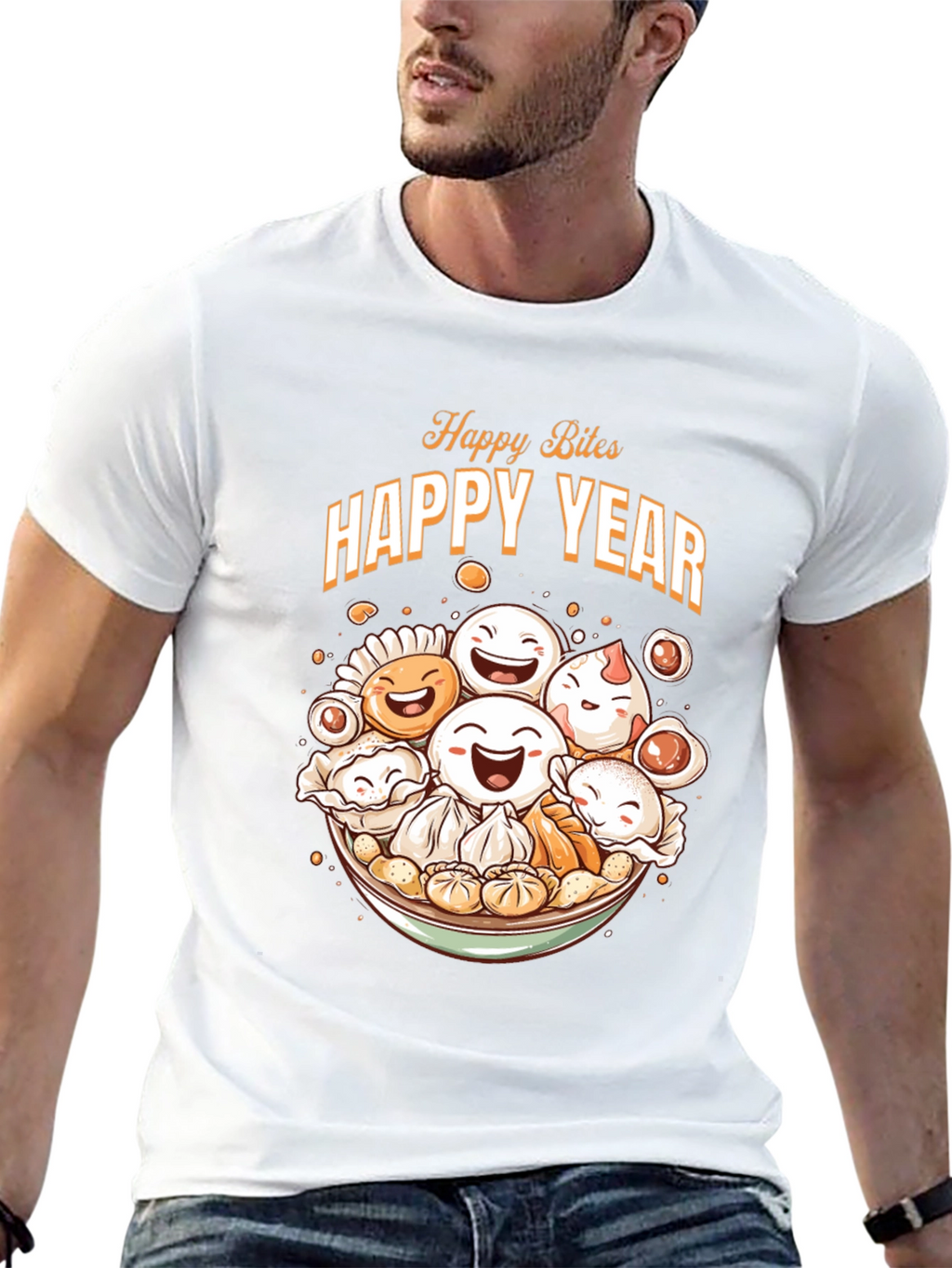 Happy Bites Year T-Shirt - Festive Asian Food Design
