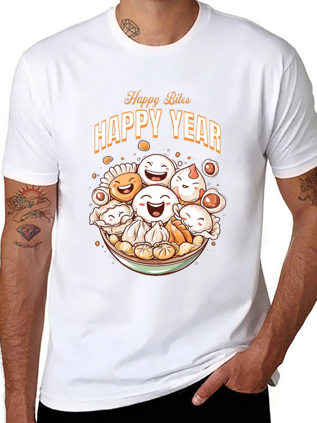 Happy Bites Year T-Shirt - Festive Asian Food Design