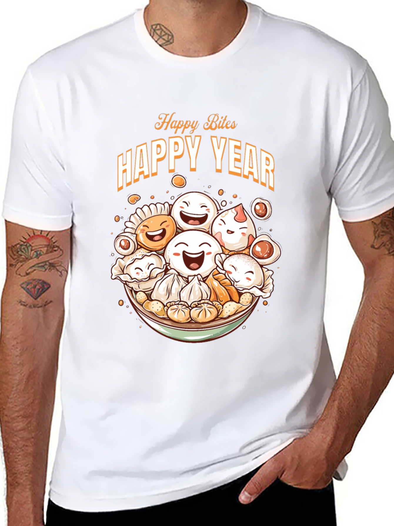 Happy Bites Year T-Shirt - Festive Asian Food Design