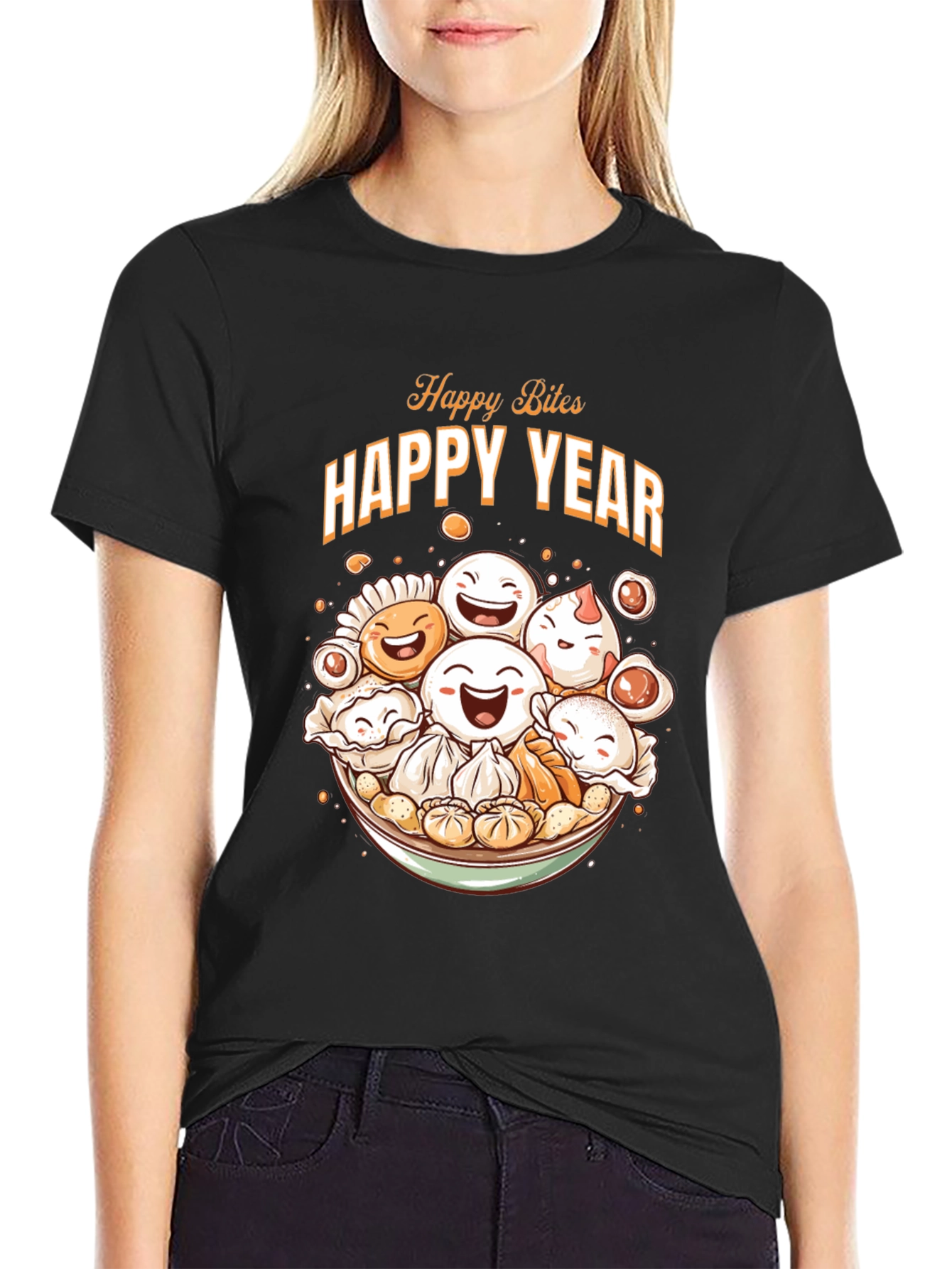 Happy Bites Year T-Shirt - Festive Asian Food Design