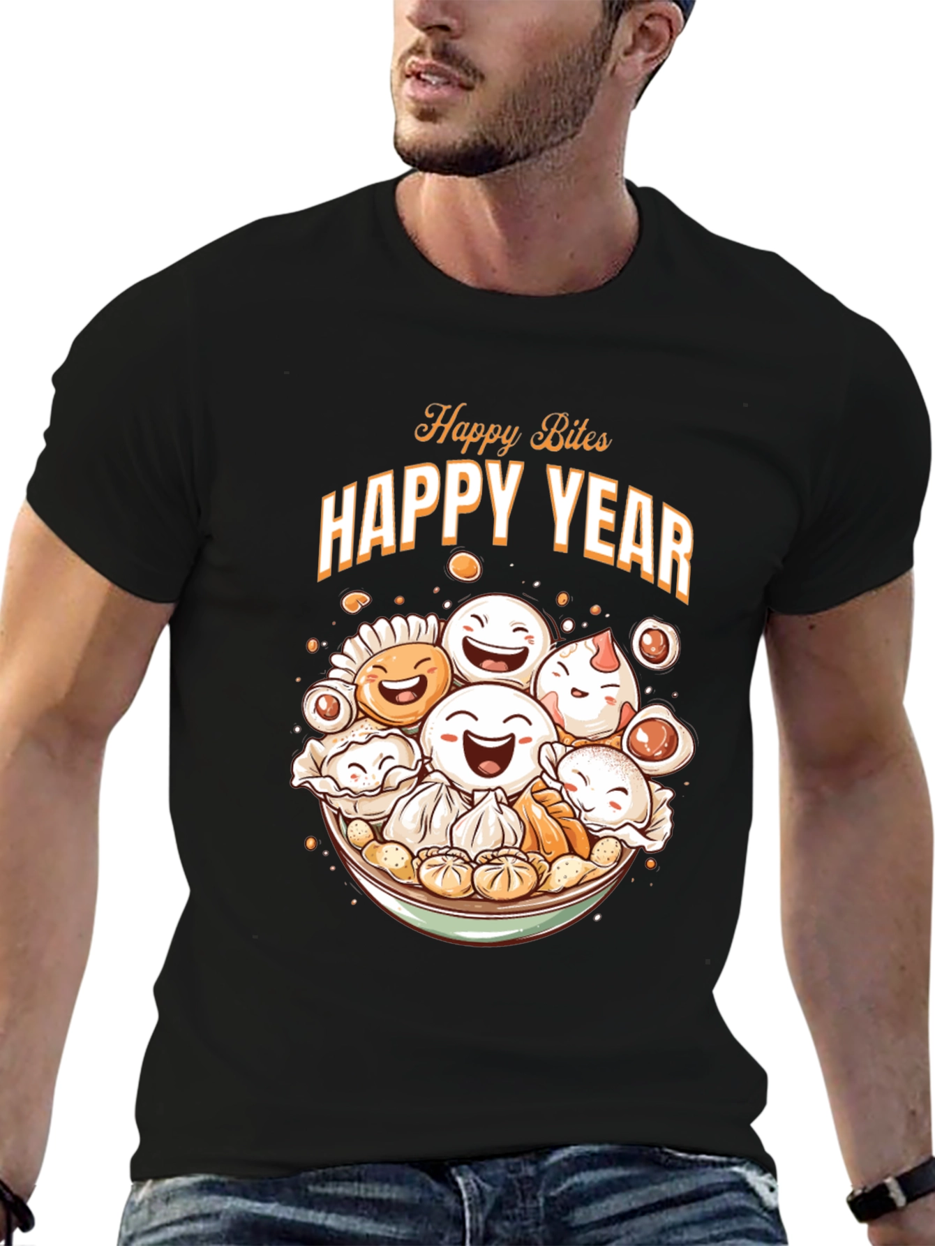 Happy Bites Year T-Shirt - Festive Asian Food Design