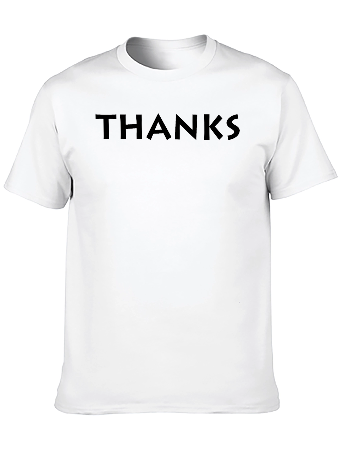 Mens Black THANKS Graphic Crew Neck T-Shirt
