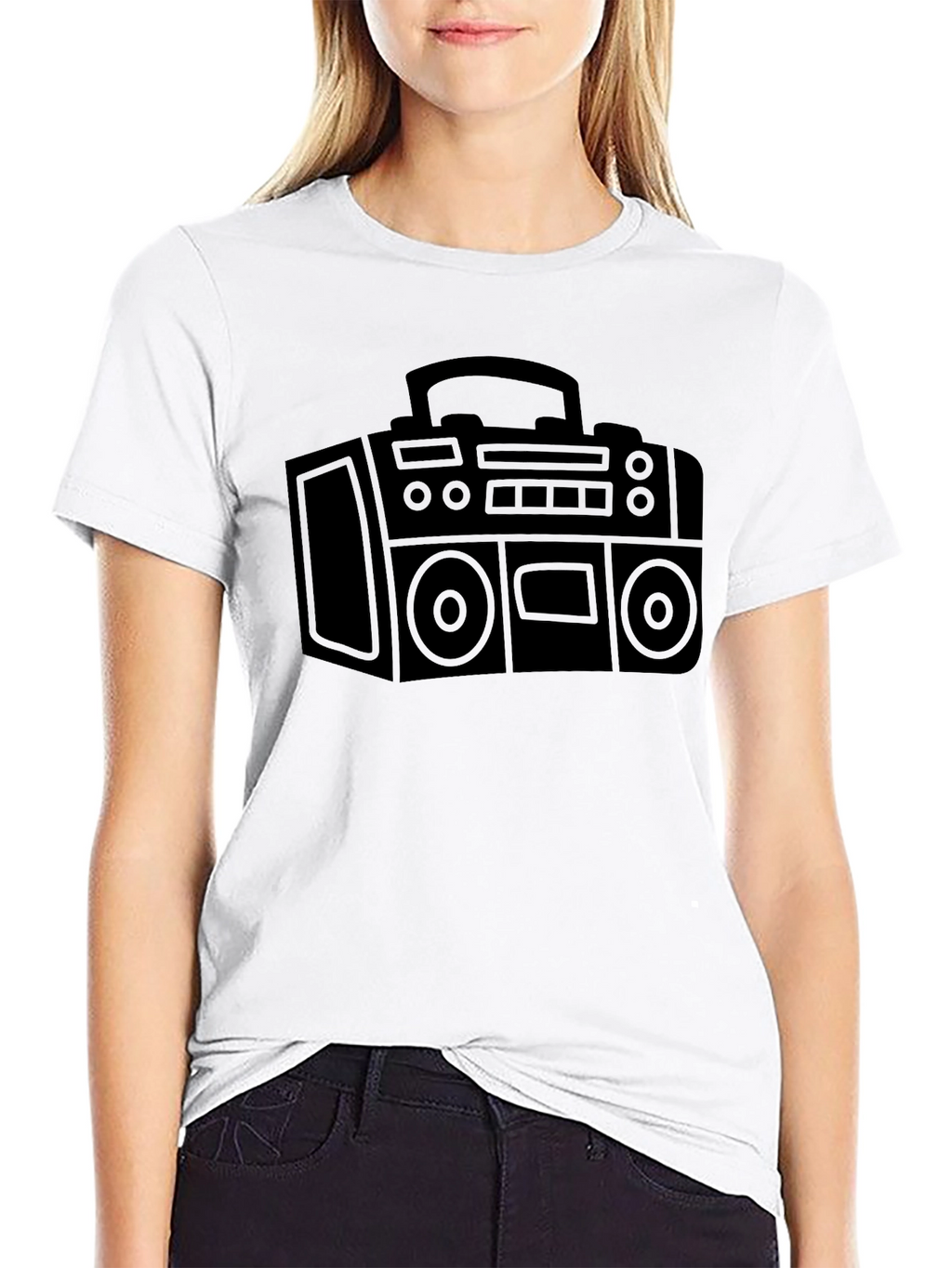 Retro Boombox Graphic Tee - Black
