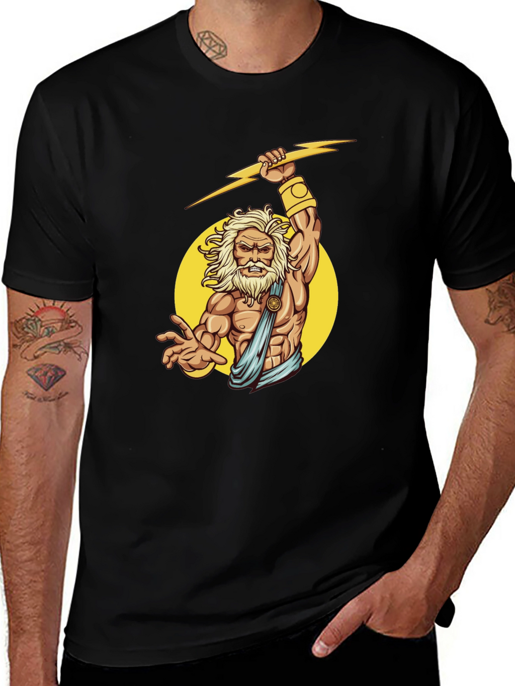 Zeus Lightning Bolt Graphic Tee - Black
