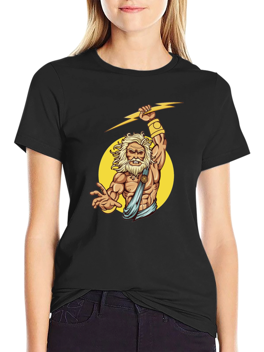 Zeus Lightning Bolt Graphic Tee - Black