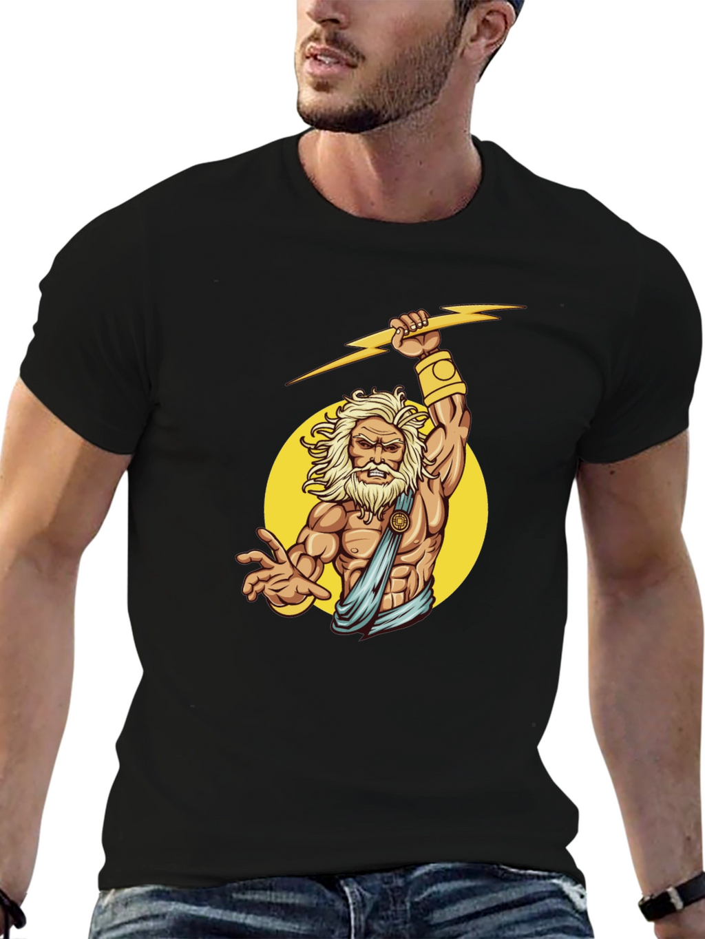 Zeus Lightning Bolt Graphic Tee - Black