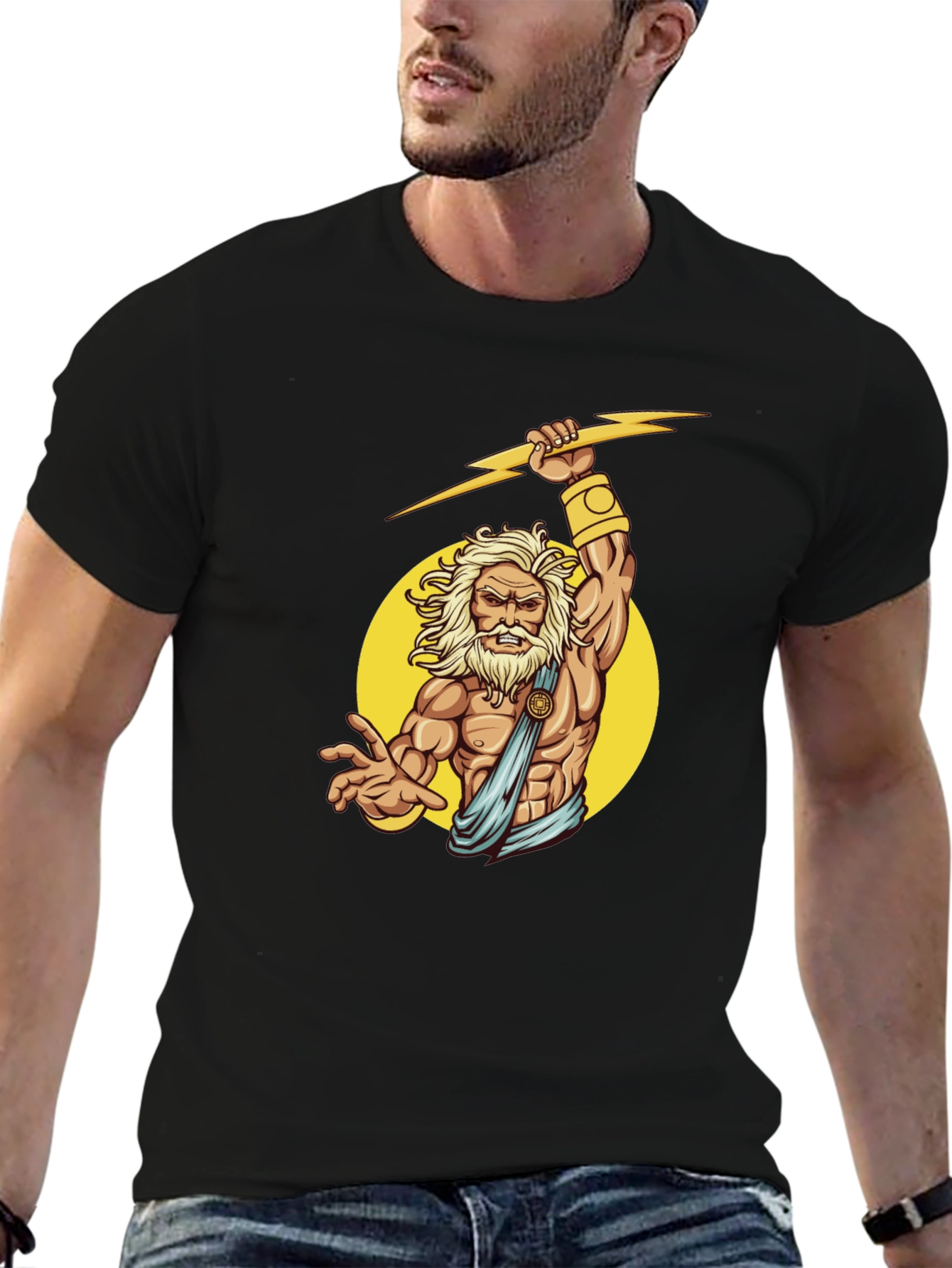 Zeus Lightning Bolt Graphic Tee - Black