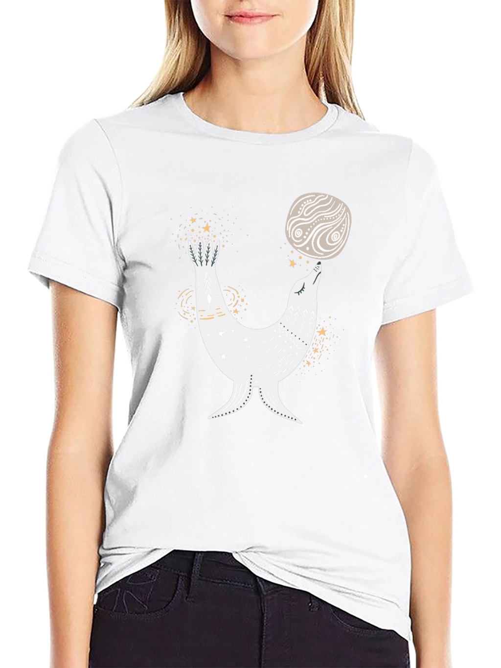 Seal Balancing Ball T-Shirt - Black Graphic Tee