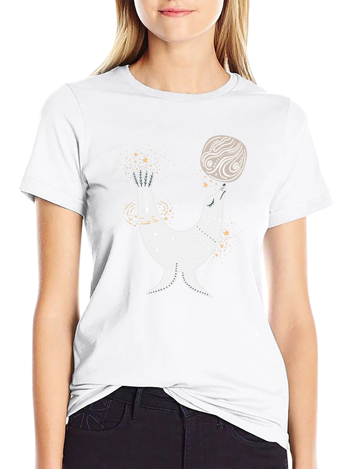 Seal Balancing Ball T-Shirt - Black Graphic Tee