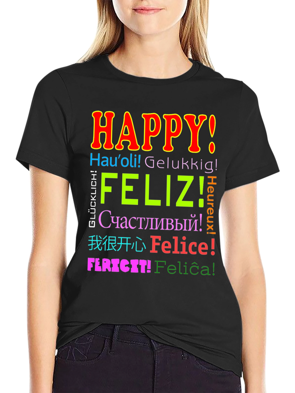 Multilingual Happy T-Shirt - Global Joy!