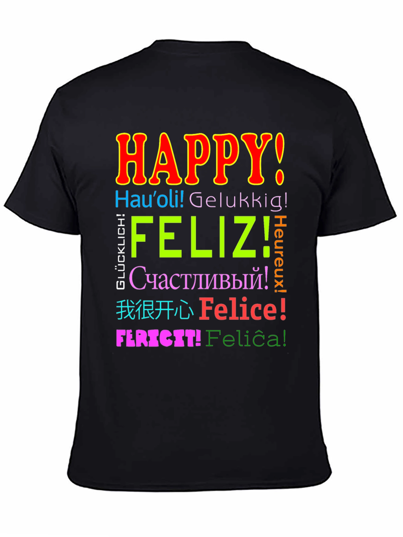 Multilingual Happy T-Shirt - Global Joy!