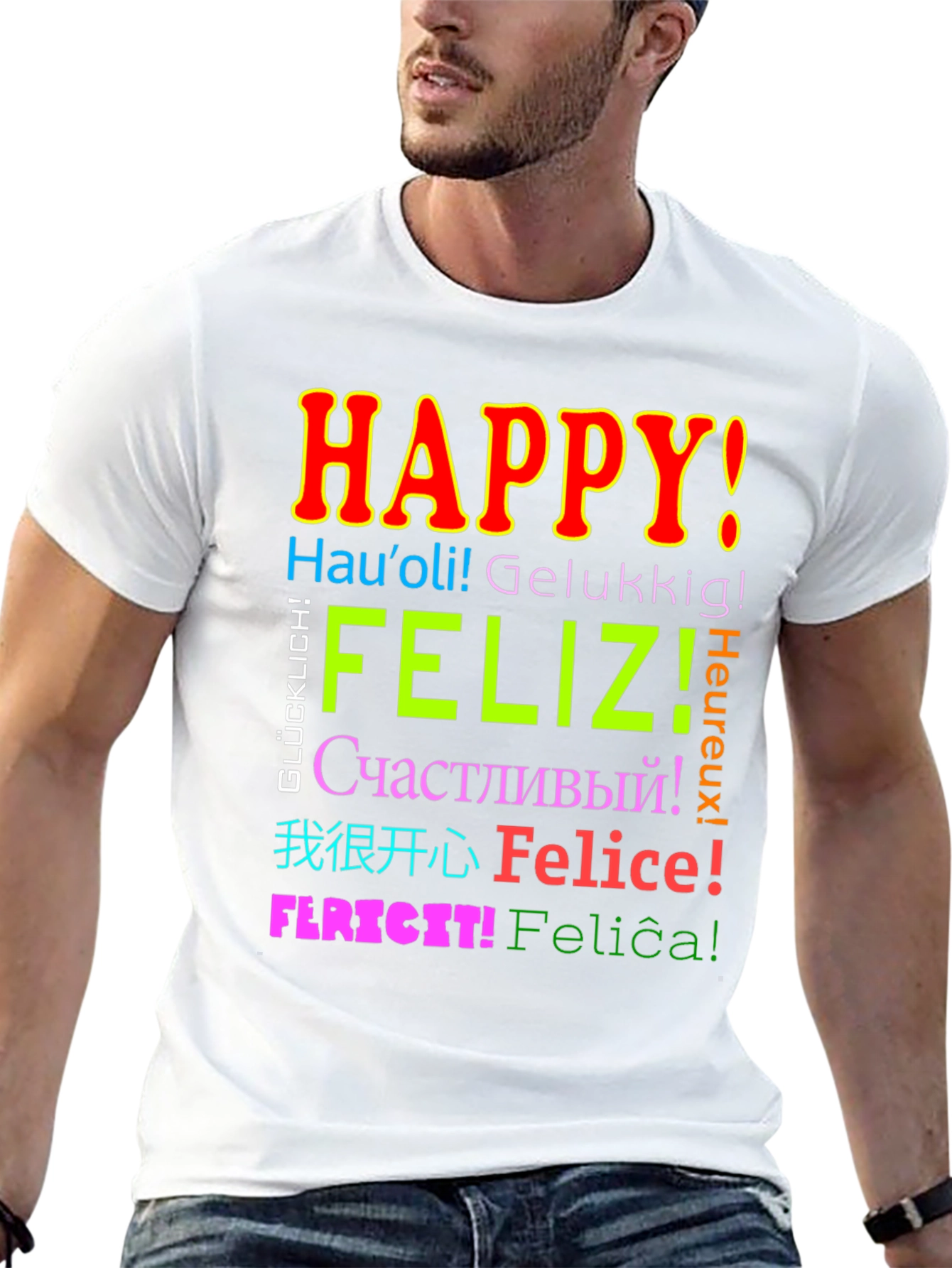 Multilingual Happy T-Shirt - Global Joy!