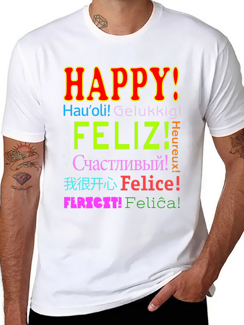 Multilingual Happy T-Shirt - Global Joy!