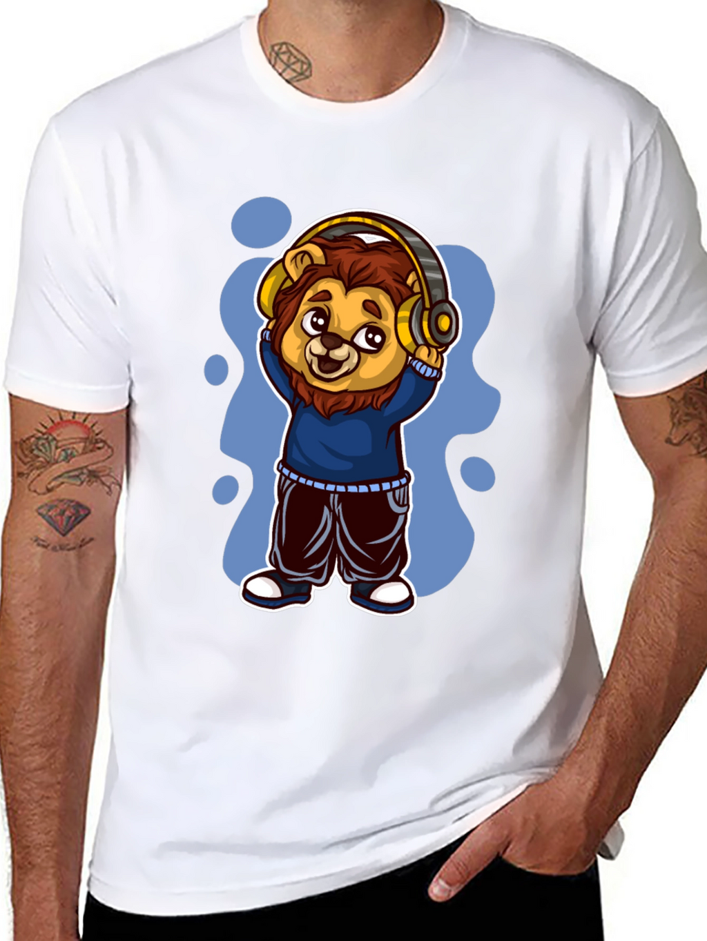 Cool Lion Cartoon Graphic Tee
