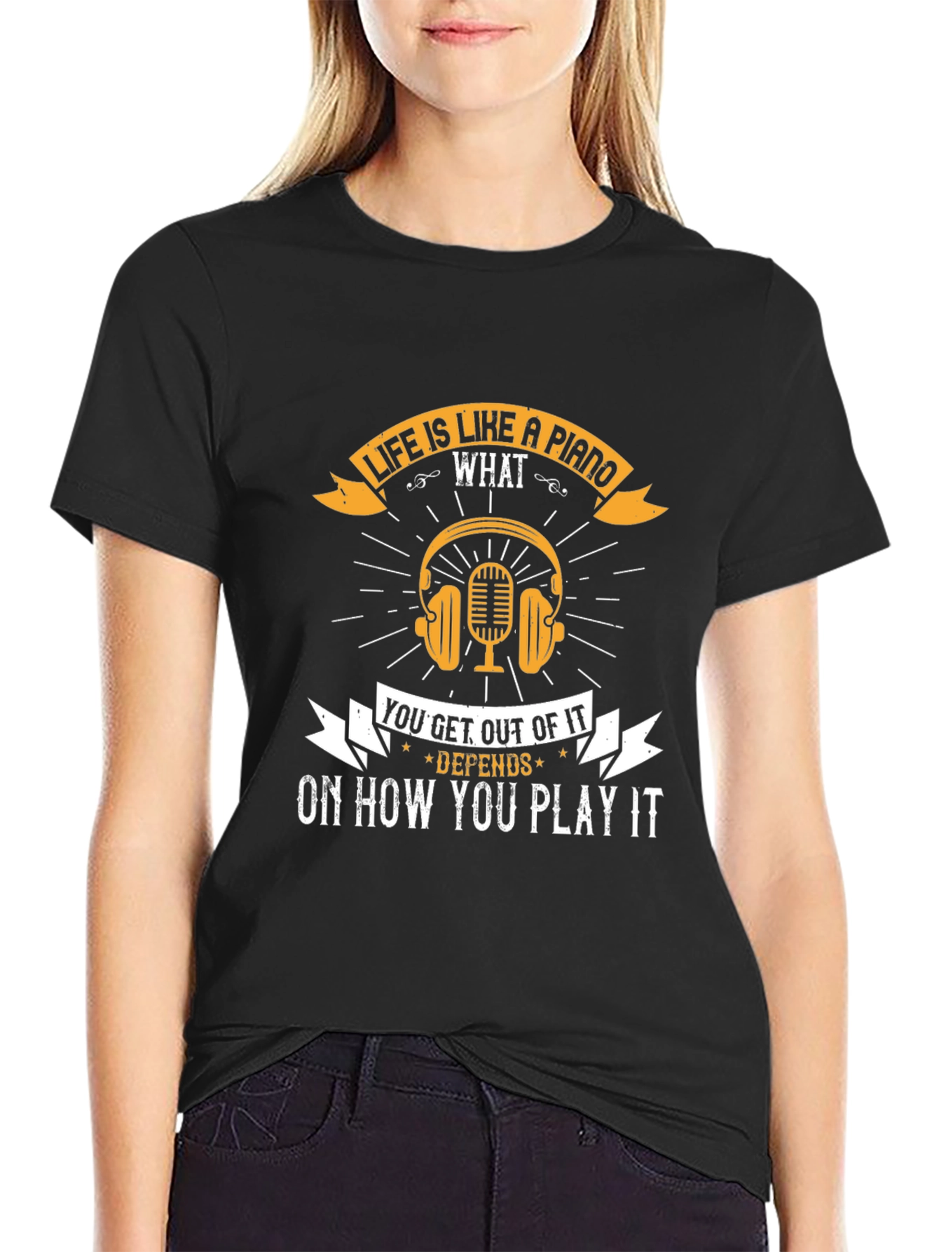 Life Is Like A Piano Graphic Tee - Music Lover T-Shirt