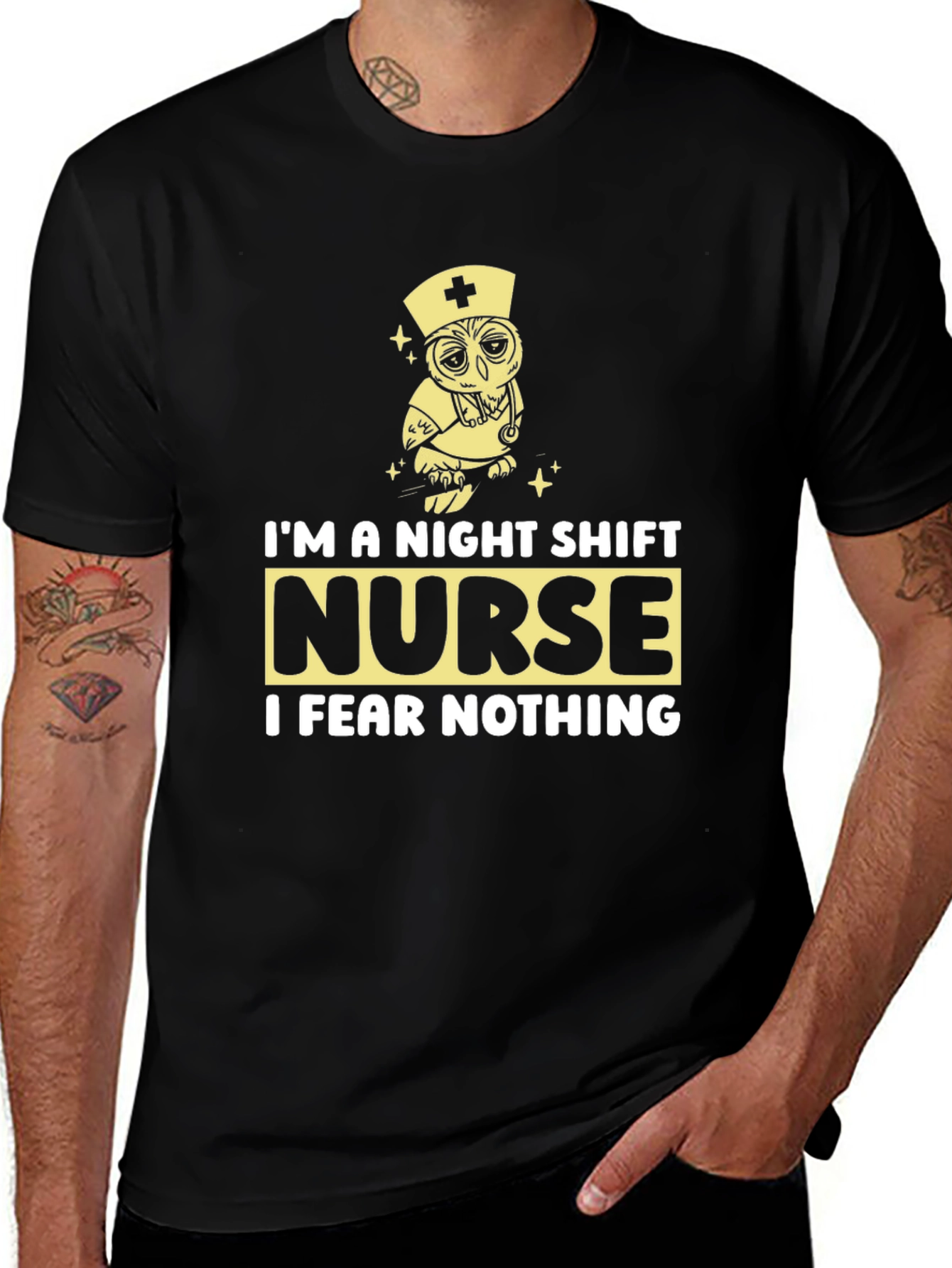 Night Shift Nurse Owl Graphic Tee