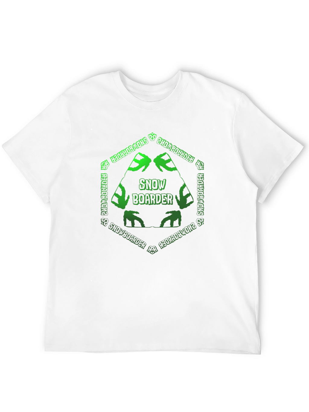 Snowboarder T-Shirt: Green Hexagon Design