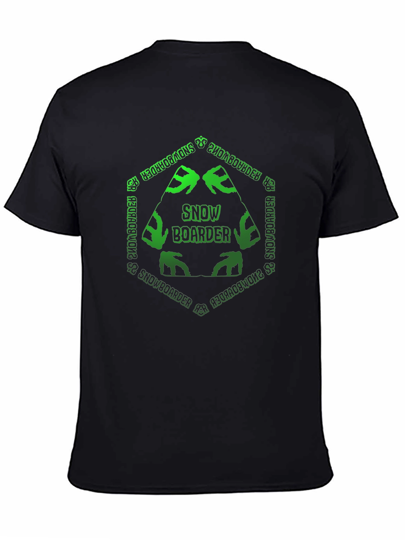 Snowboarder T-Shirt: Green Hexagon Design