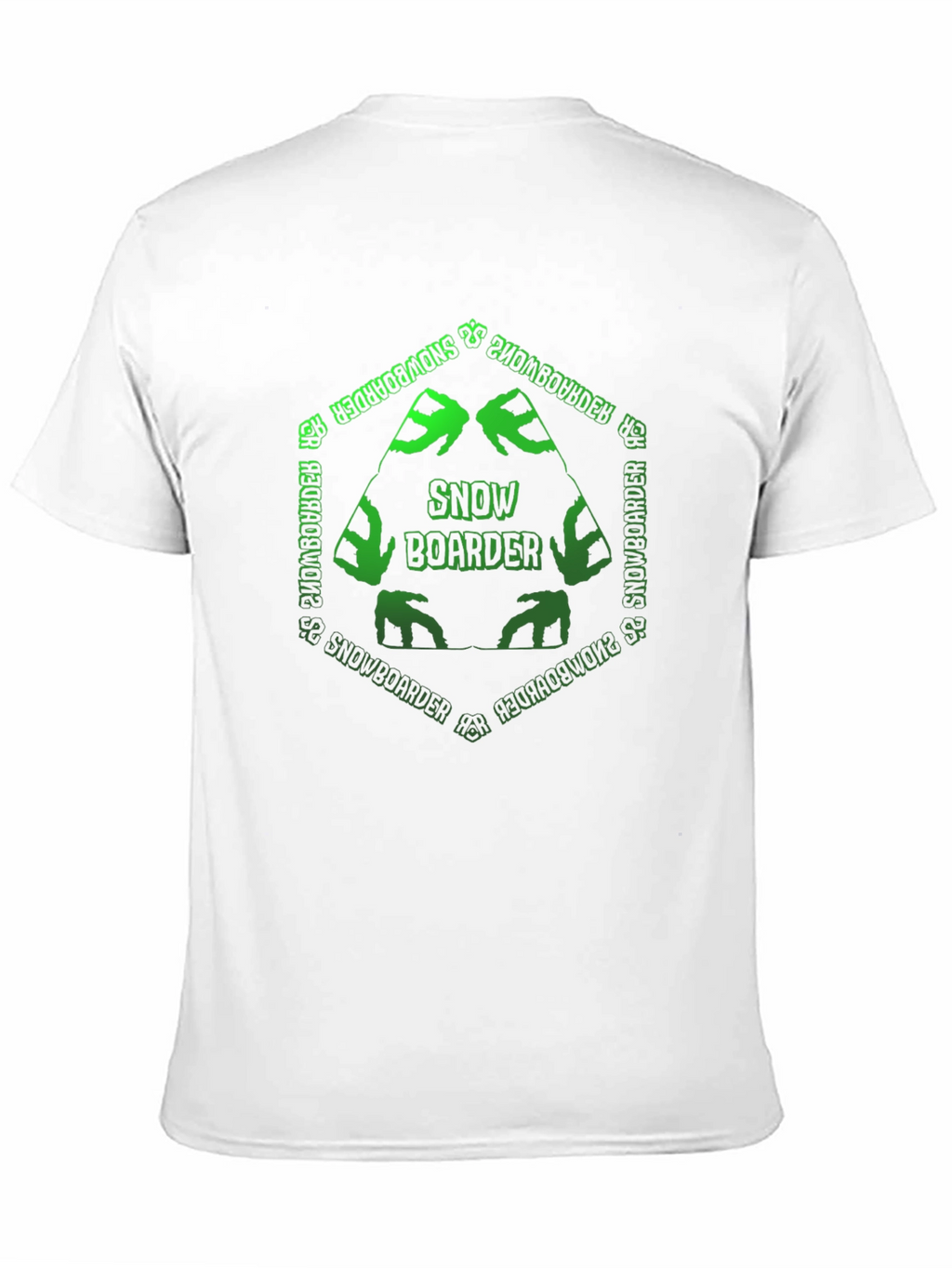 Snowboarder T-Shirt: Green Hexagon Design