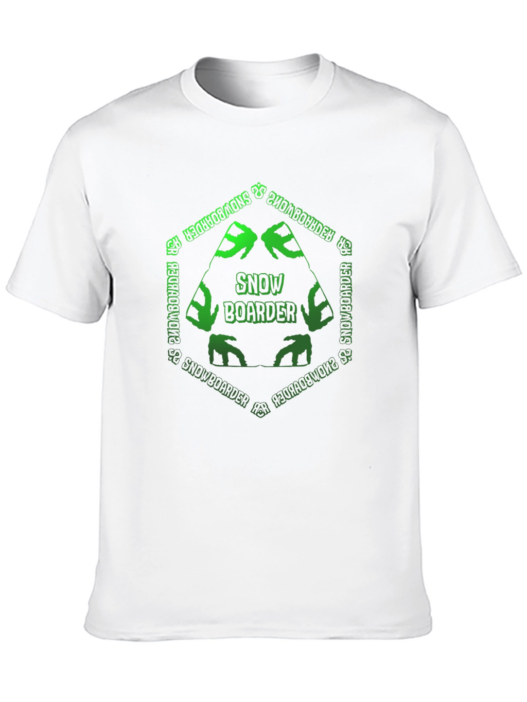 Snowboarder T-Shirt: Green Hexagon Design