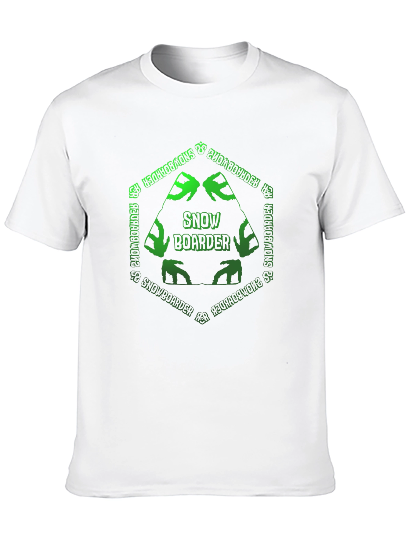 Snowboarder T-Shirt: Green Hexagon Design