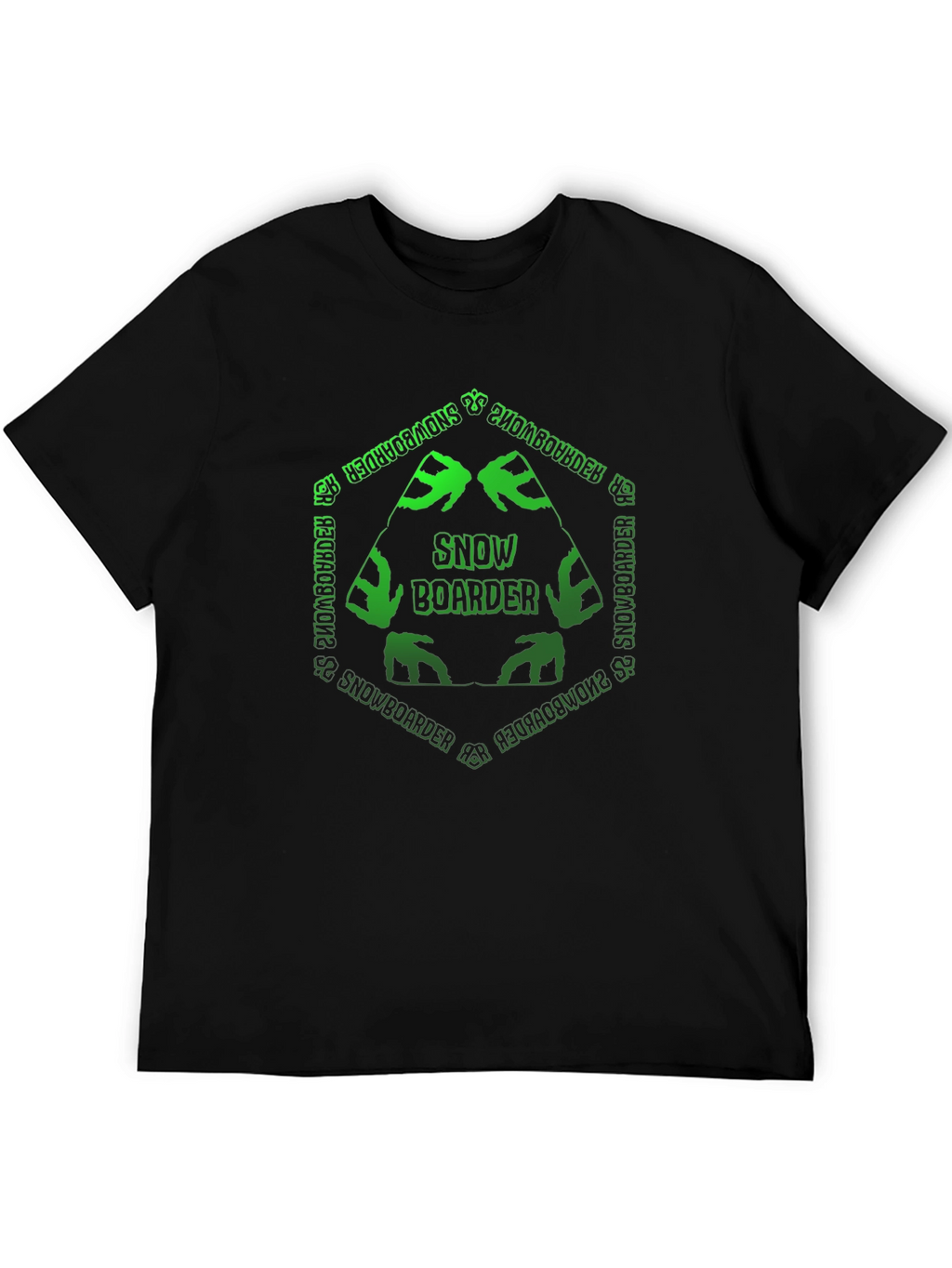 Snowboarder T-Shirt: Green Hexagon Design