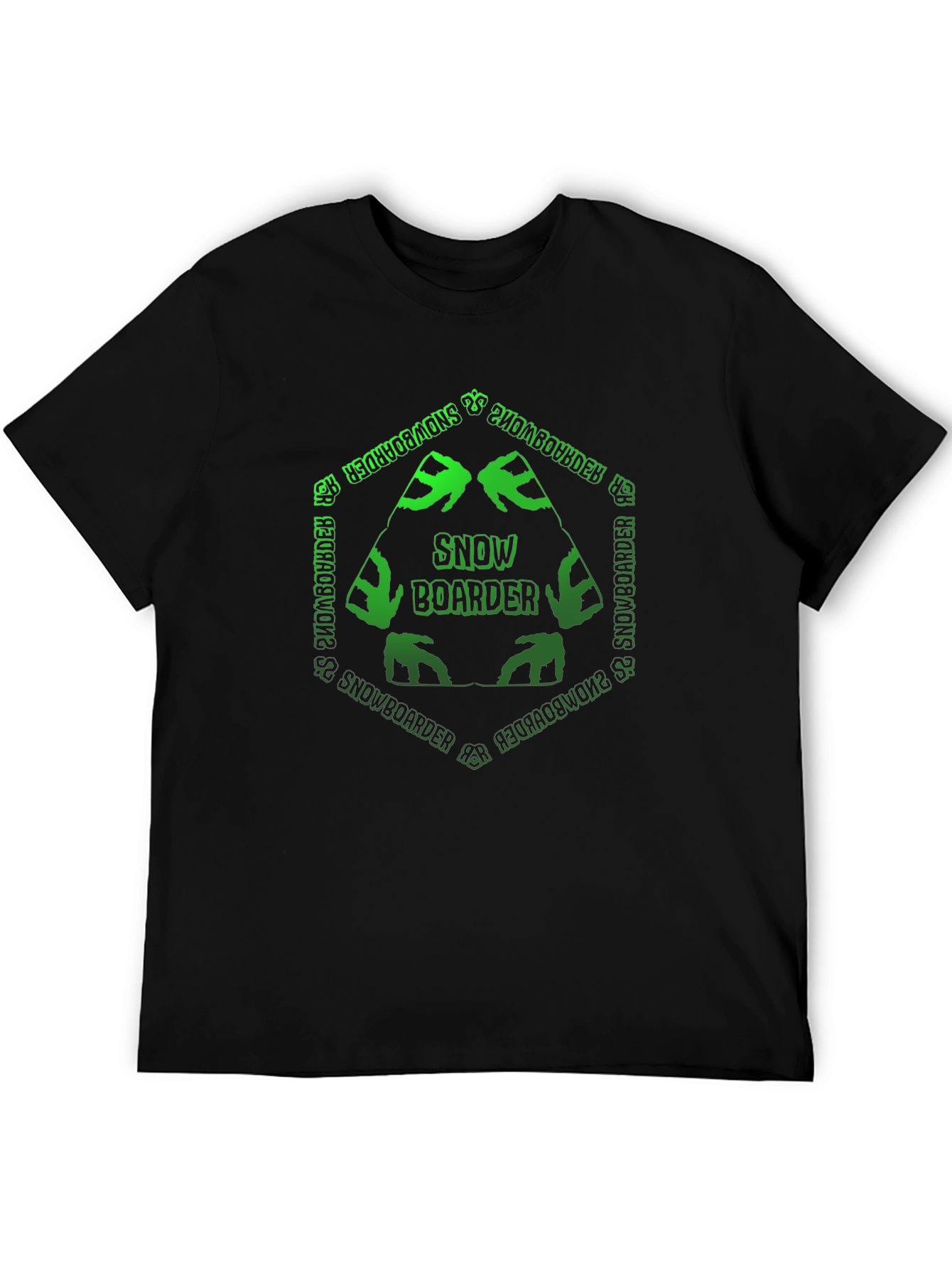 Snowboarder T-Shirt: Green Hexagon Design