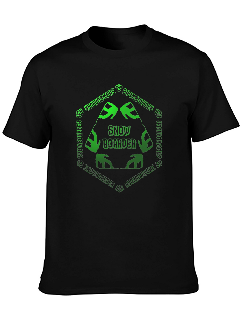 Snowboarder T-Shirt: Green Hexagon Design