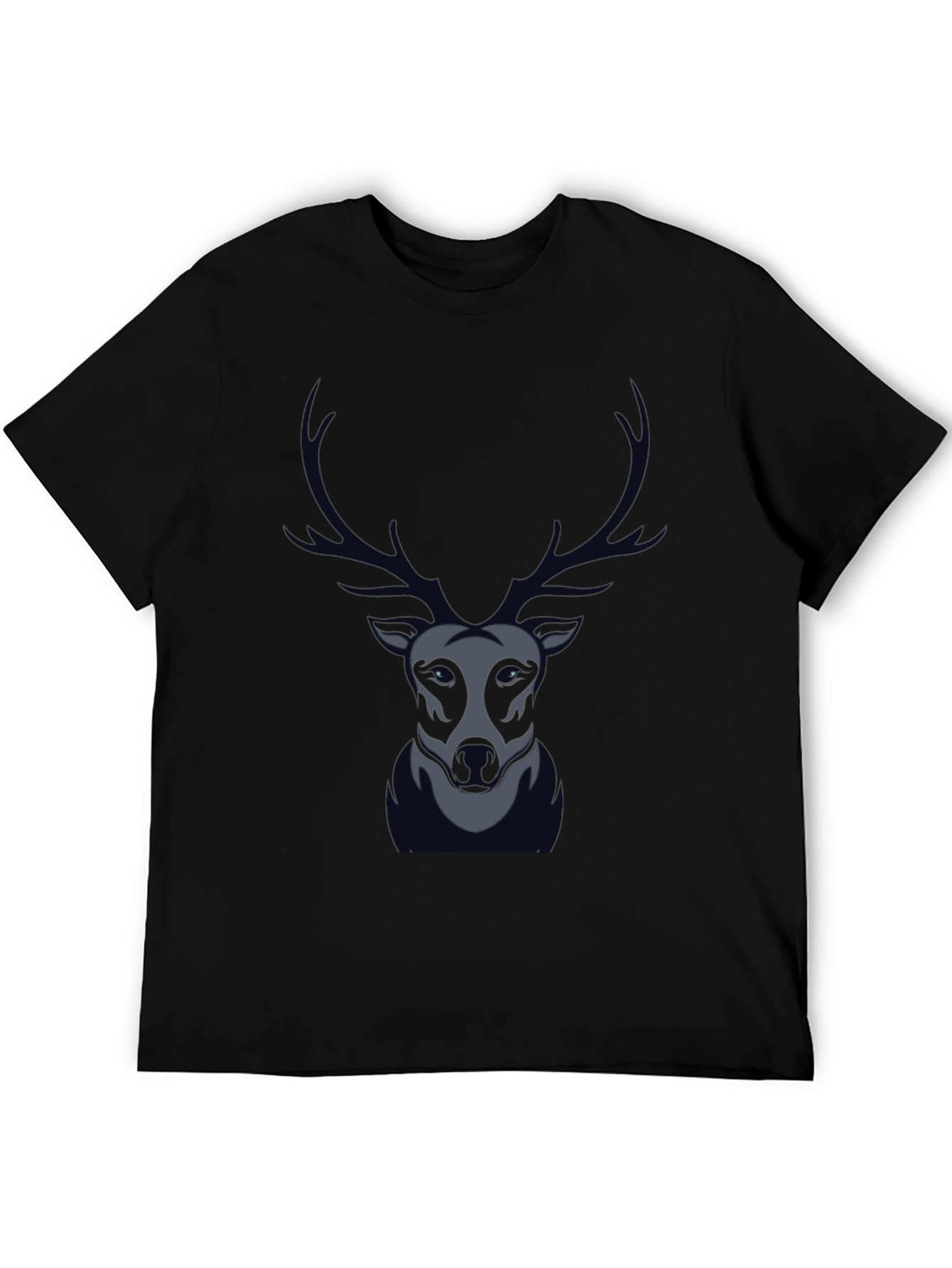 Mens Black T-Shirt with Stag Graphic