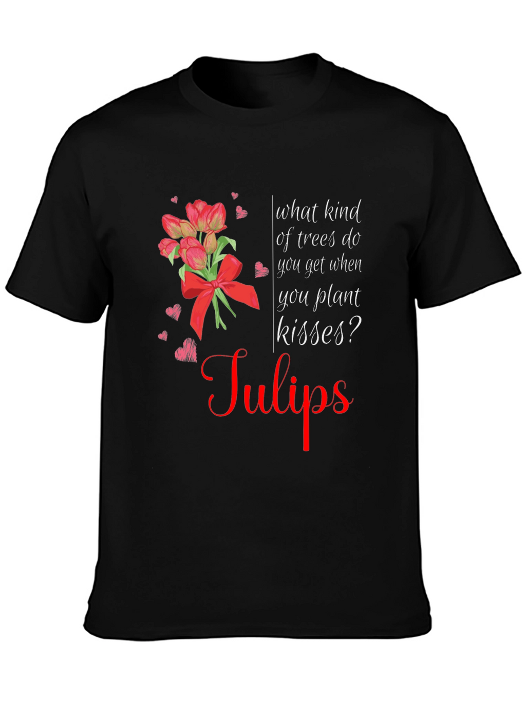 Tulips Kisses Black T-Shirt