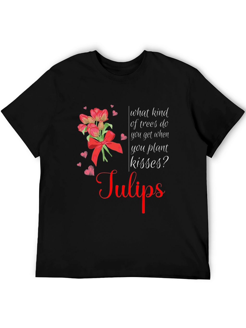 Tulips Kisses Black T-Shirt