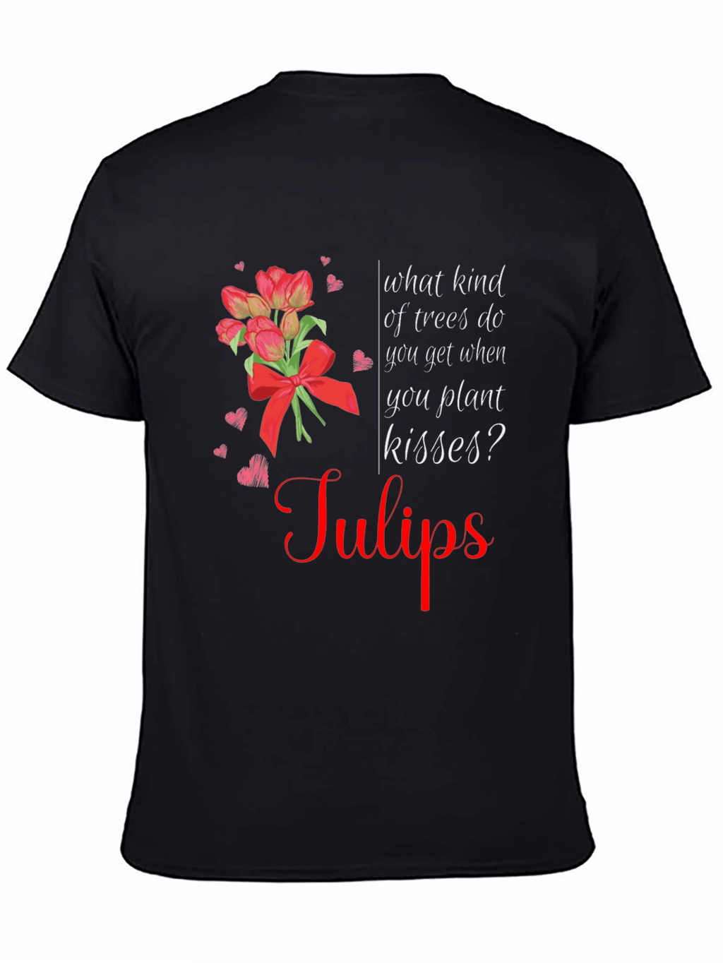 Tulips Kisses Black T-Shirt