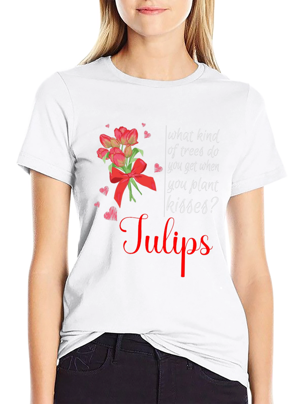 Tulips Kisses Black T-Shirt